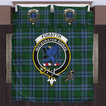 Forsyth Tartan Bedding Set with Family Crest US Bedding Set - Tartan Vibes Clothing