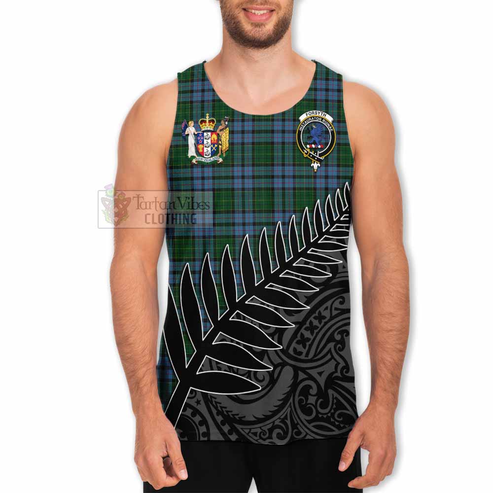 Forsyth Crest Tartan Men's Tank Top with New Zealand Silver Fern Half Style - Tartan Vibes Clothing