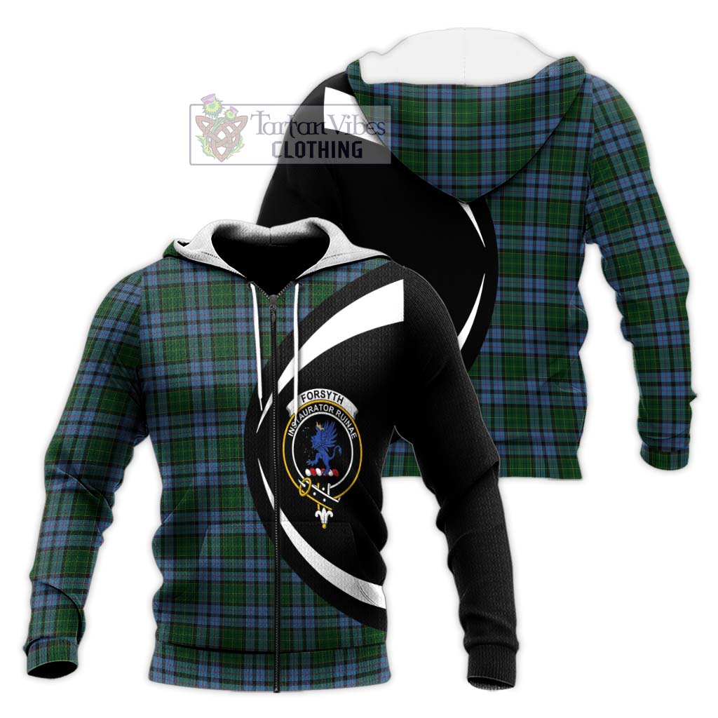 Forsyth Tartan Knitted Hoodie with Family Crest Circle Style Unisex Knitted Zip Hoodie - Tartan Vibes Clothing