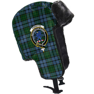 Forsyth Tartan Winter Trapper Hat with Family Crest - Tartan Vibes Clothing