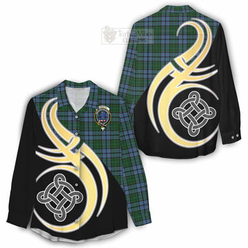 Forsyth Tartan Women's Casual Shirt with Family Crest and Celtic Symbol Style - Tartan Vibes Clothing
