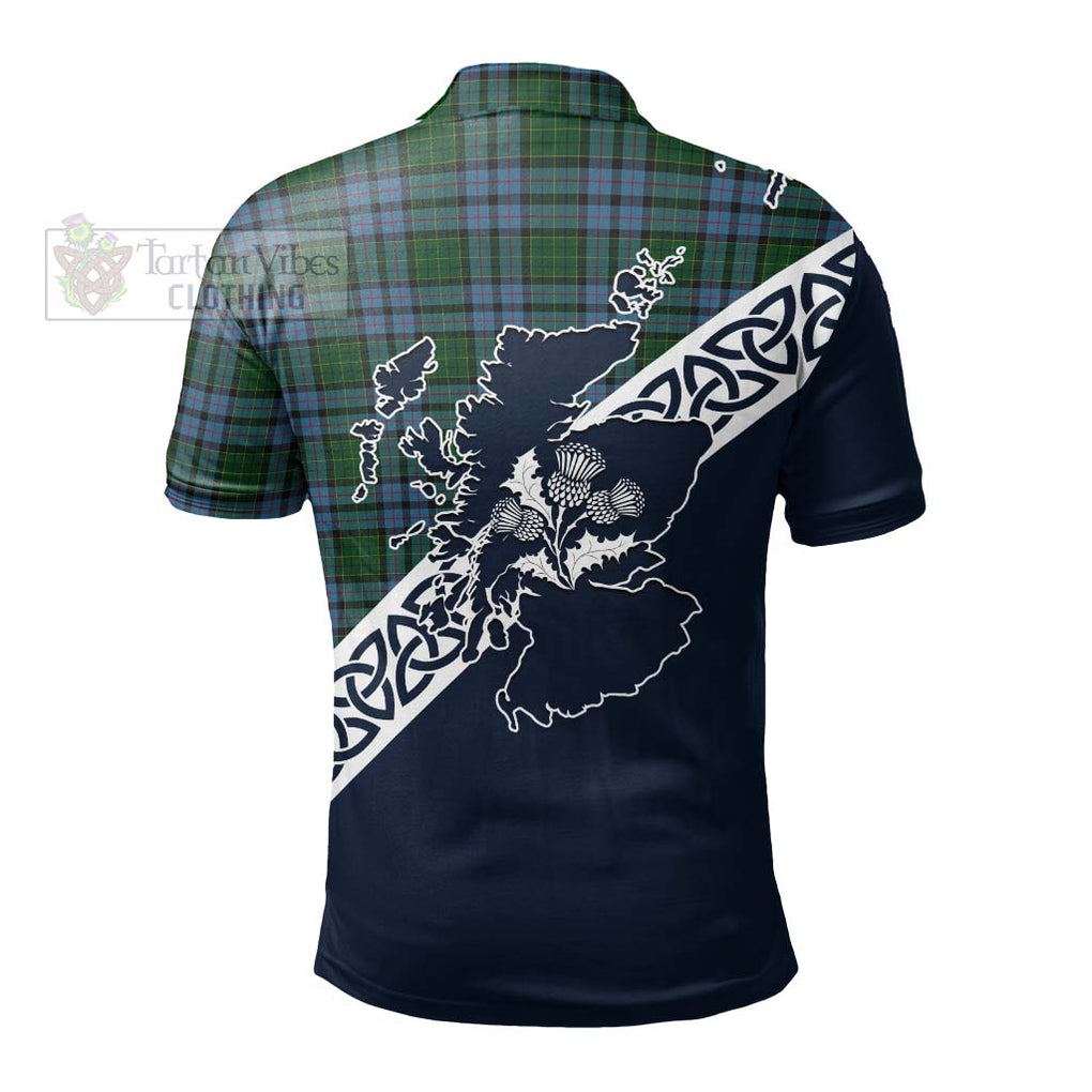 Forsyth Tartan Polo Shirt Featuring Thistle and Scotland Map - Tartanvibesclothing Store
