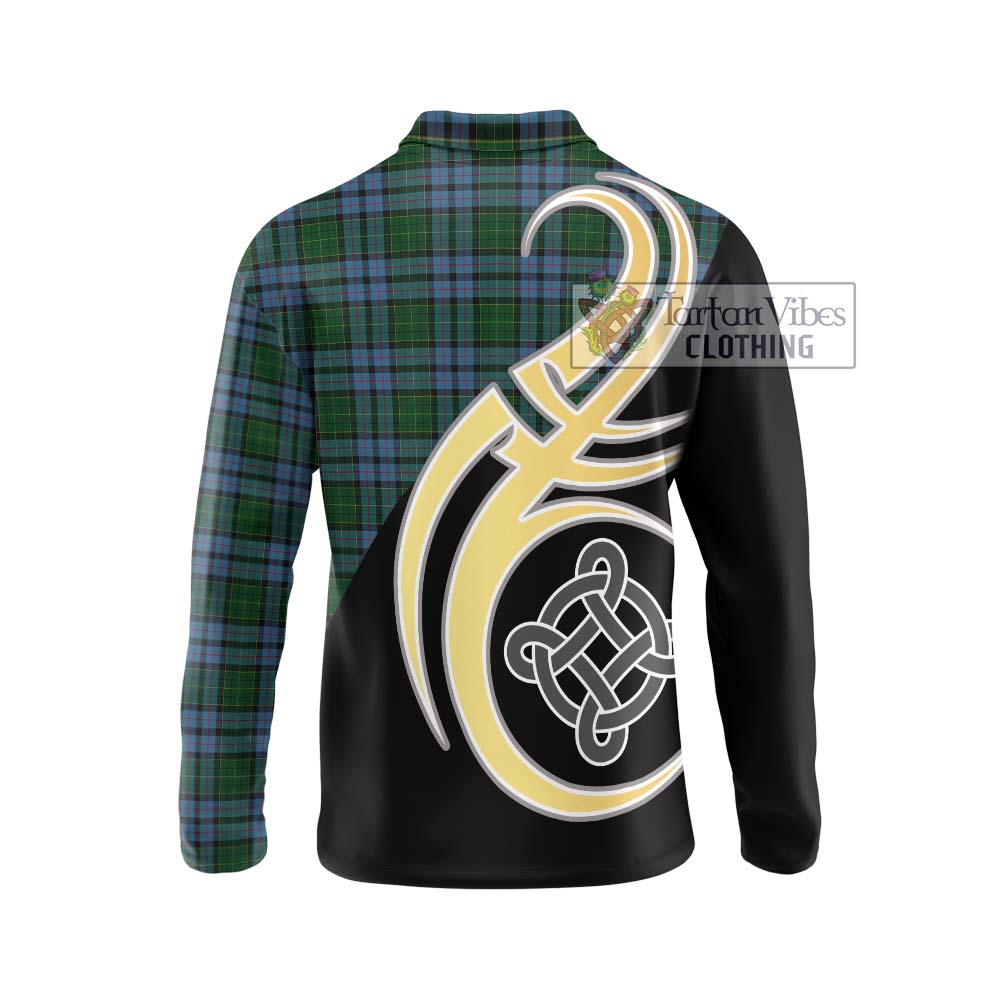 Forsyth Tartan Long Sleeve Polo Shirt with Family Crest and Celtic Symbol Style - Tartan Vibes Clothing