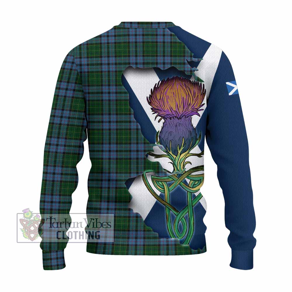 Tartan Vibes Clothing Forsyth Tartan Family Crest Knitted Sweater Scottish Thistle Celtic Inspired