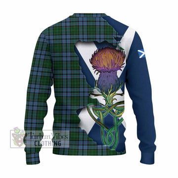 Tartan Vibes Clothing Forsyth Tartan Family Crest Knitted Sweater Scottish Thistle Celtic Inspired