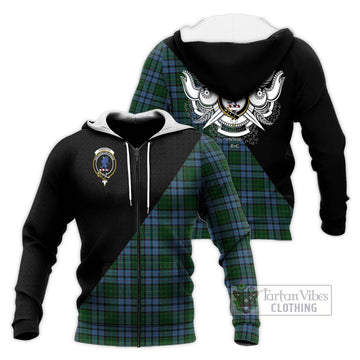 Forsyth Tartan Knitted Hoodie with Family Crest and Military Logo Style Unisex Knitted Zip Hoodie - Tartan Vibes Clothing