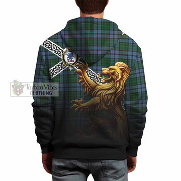 Forsyth Crest Tartan Hoodie with Golden Lion Emblem Celtic Style