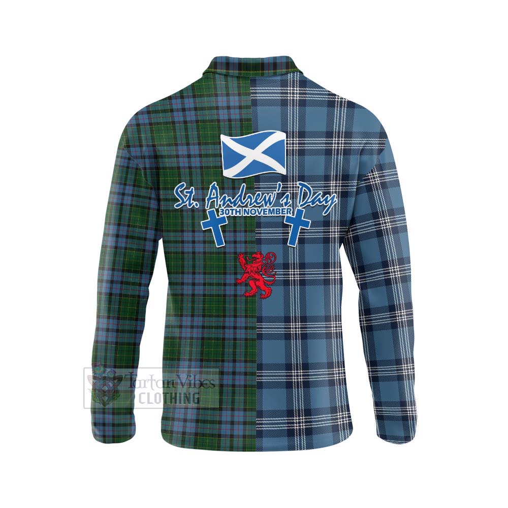 Forsyth Tartan Long Sleeve Polo Shirt Happy St. Andrew's Day Half Tartan Style - Tartan Vibes Clothing