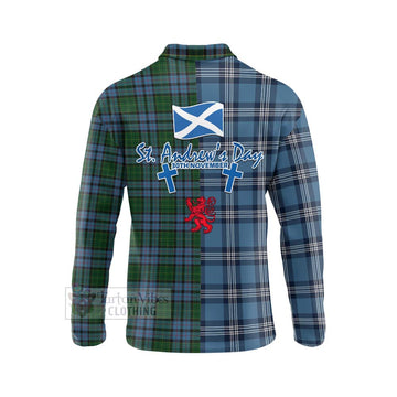 Forsyth Tartan Long Sleeve Polo Shirt Happy St. Andrew's Day Half Tartan Style - Tartan Vibes Clothing