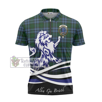 Forsyth Tartan Zipper Polo Shirt with Alba Gu Brath Regal Lion Emblem