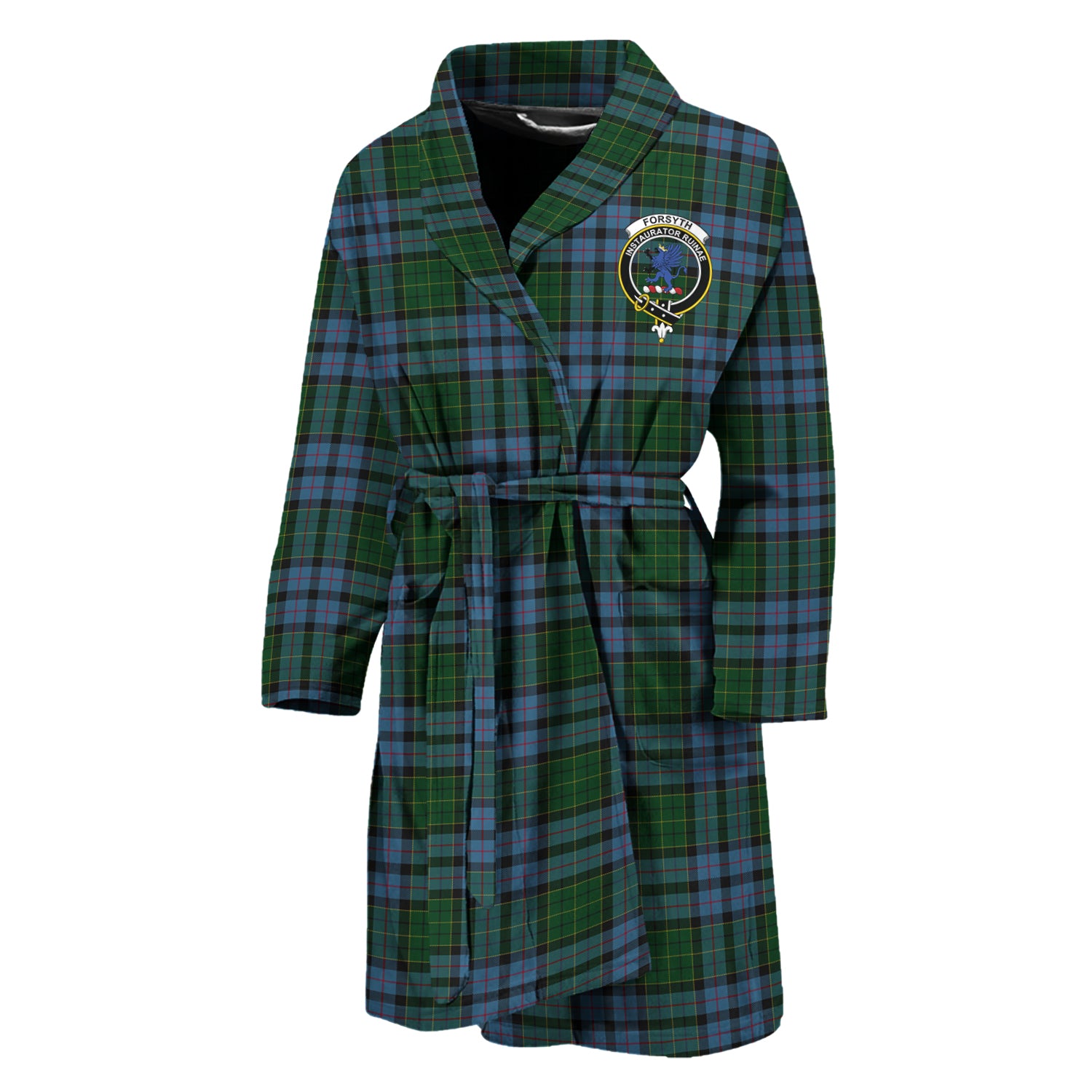 Forsyth Tartan Bathrobe with Family Crest Unisex M - Tartan Vibes Clothing