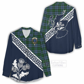 Forsyth Tartan Women's Casual Shirt Featuring Thistle and Scotland Map - Tartan Vibes Clothing