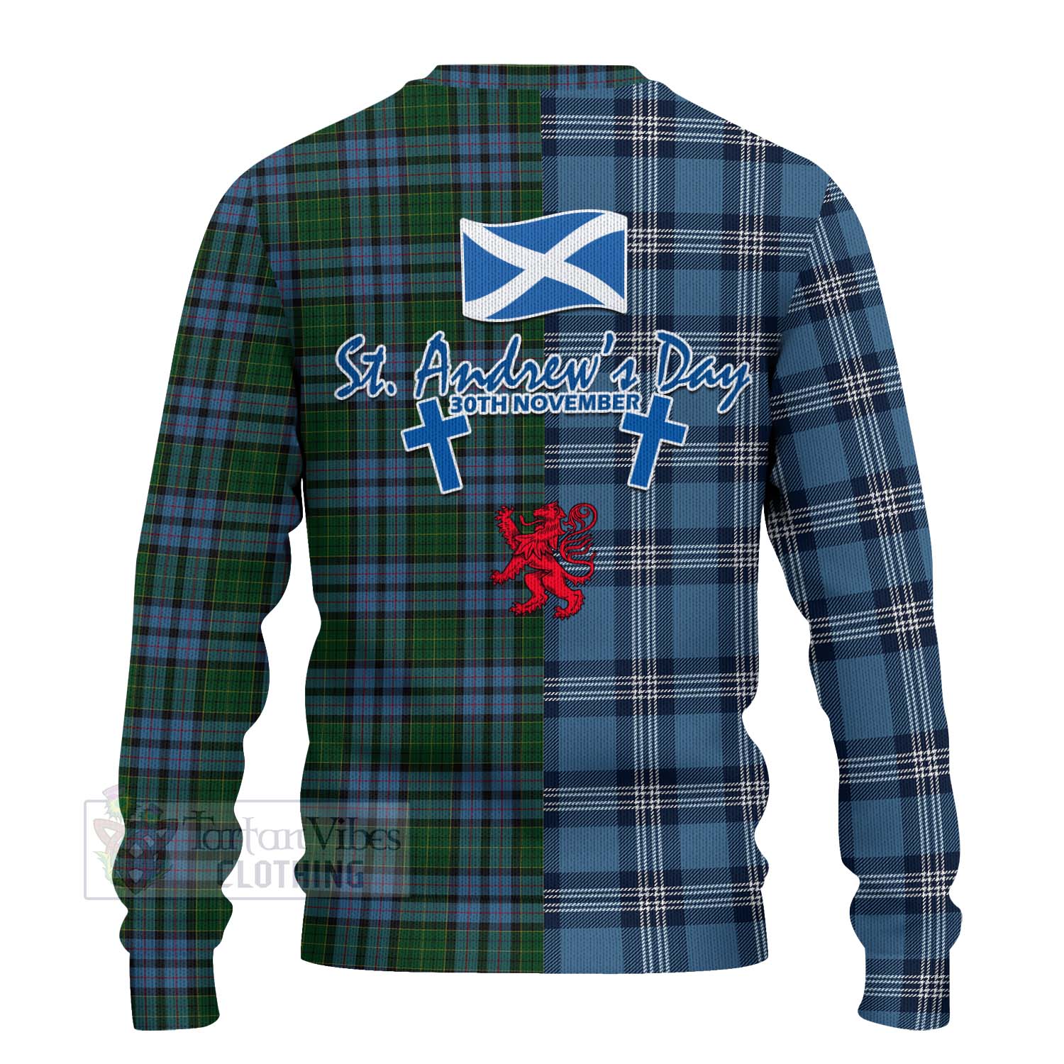 Forsyth Tartan Knitted Sweater Happy St. Andrew's Day Half Tartan Style - Tartan Vibes Clothing