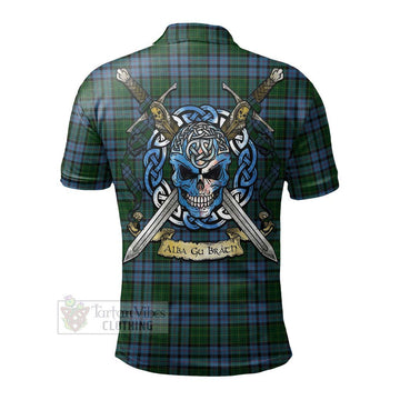 Forsyth Tartan Polo Shirt with Family Crest Celtic Skull Style - Tartan Vibes Clothing