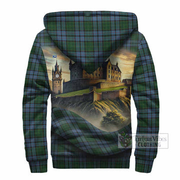 Forsyth Tartan Family Crest Sherpa Hoodie with Scottish Ancient Castle Style - Tartan Vibes Clothing