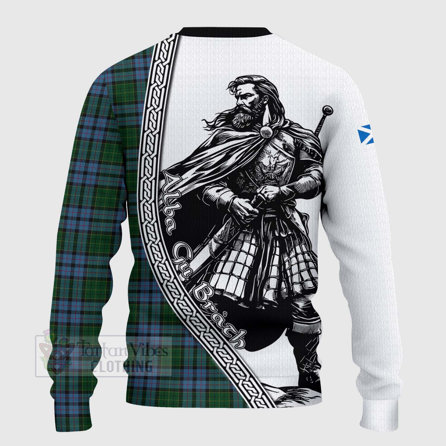 Forsyth Tartan Clan Crest Knitted Sweater with Highlander Warrior Celtic Style - Tartan Vibes Clothing