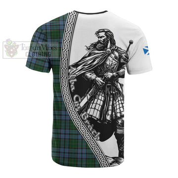 Forsyth Tartan Clan Crest Cotton T-shirt with Highlander Warrior Celtic Style