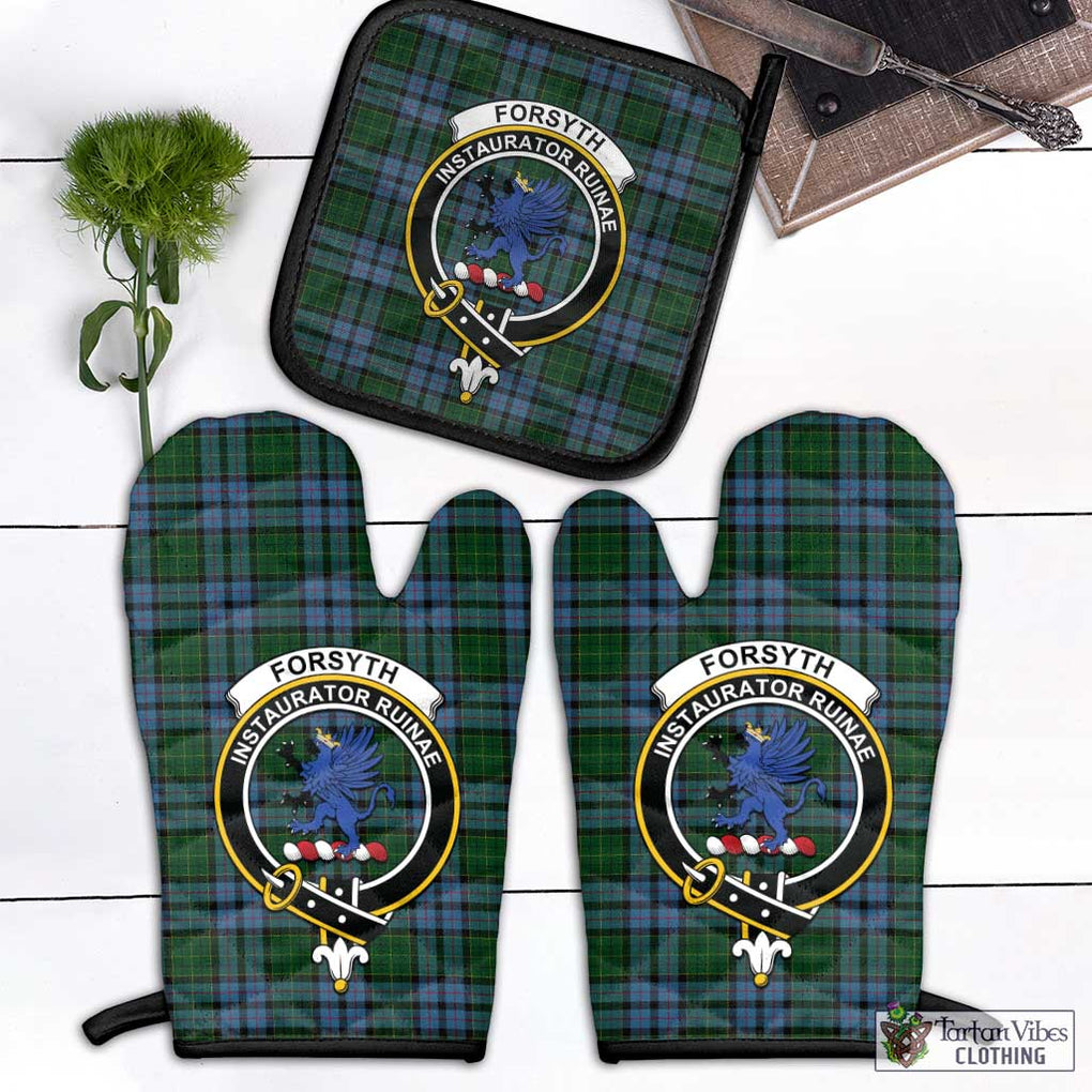 Forsyth Tartan Combo Oven Mitt & Pot-Holder with Family Crest - Tartan Vibes Clothing