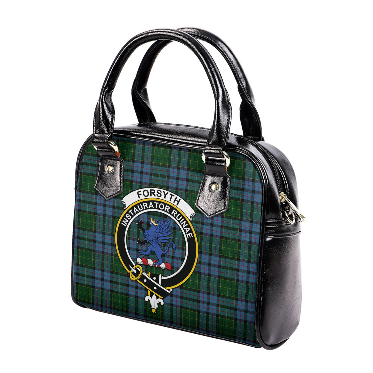 Forsyth Tartan Shoulder Handbags with Family Crest - Tartan Vibes Clothing