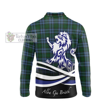 Forsyth Tartan Long Sleeve Polo Shirt with Alba Gu Brath Regal Lion Emblem - Tartan Vibes Clothing