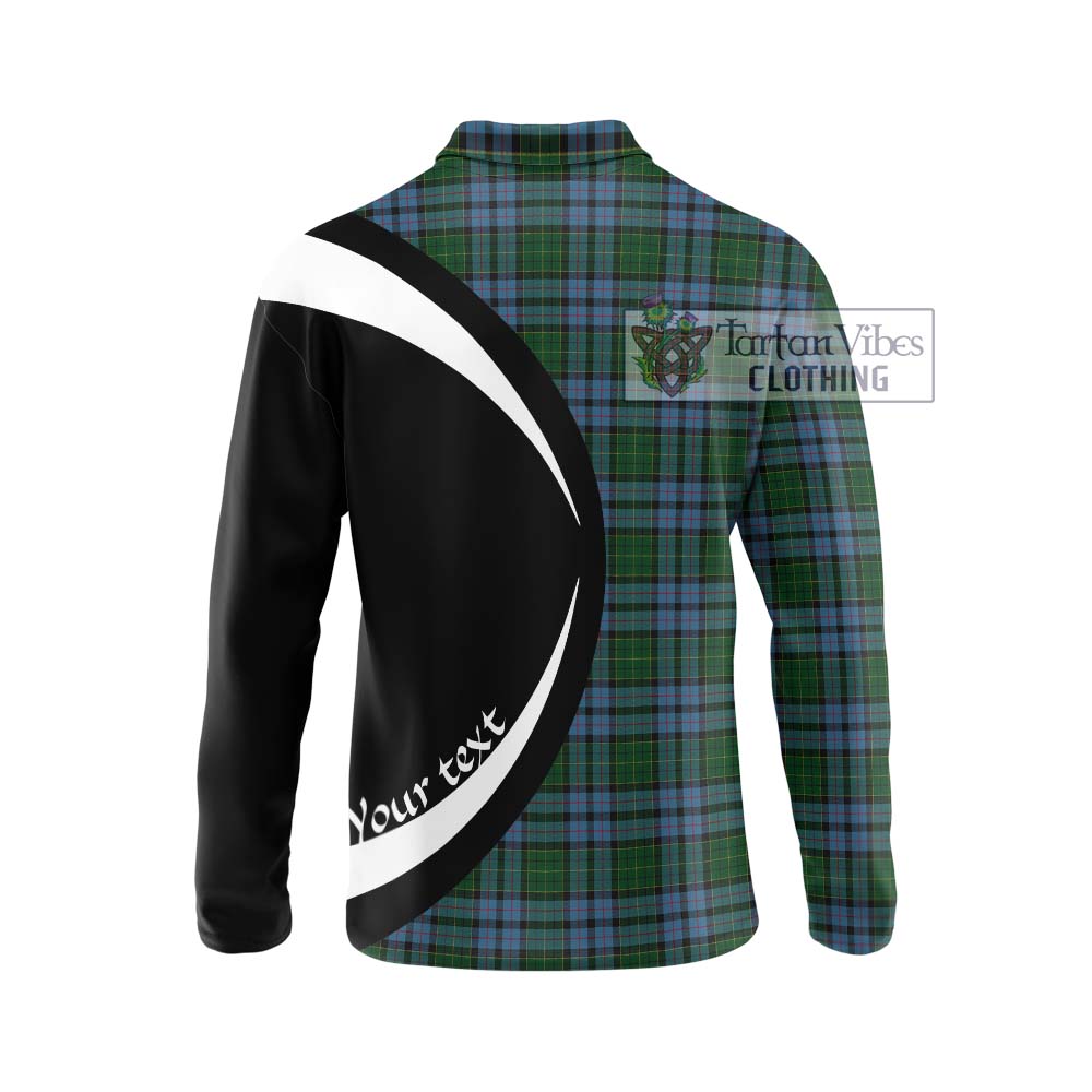 Forsyth Tartan Long Sleeve Polo Shirt with Family Crest Circle Style - Tartan Vibes Clothing