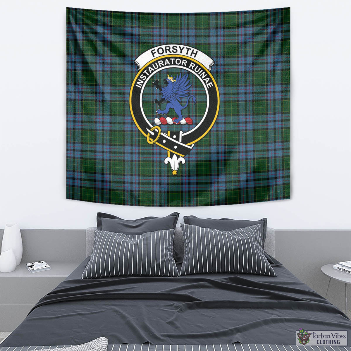 Forsyth Tartan Tapestry Wall Hanging and Home Decor for Room with Family Crest - Tartan Vibes Clothing
