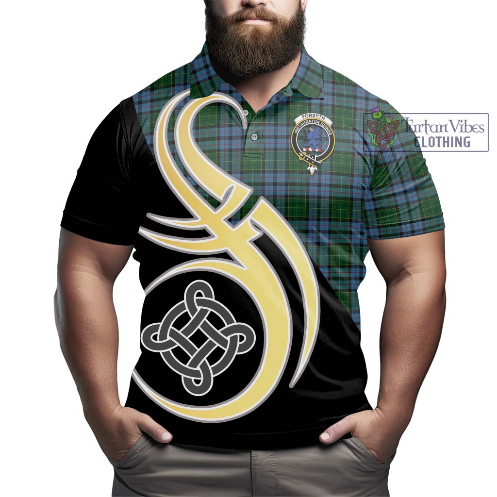 Forsyth Tartan Polo Shirt with Family Crest and Celtic Symbol Style - Tartan Vibes Clothing