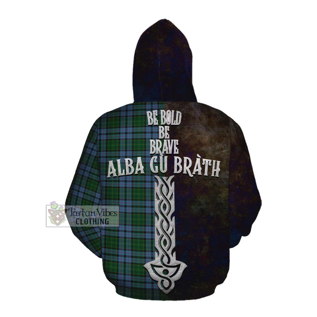 Tartan Vibes Clothing Forsyth Tartan Family Crest Cotton Hoodie Alba Gu Brath Be Brave Lion Ancient Style