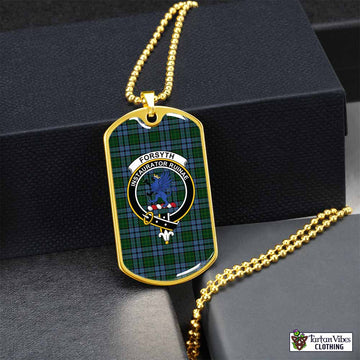Tartan Vibes Clothing Forsyth Tartan Dog Tag Necklace with Family Crest
