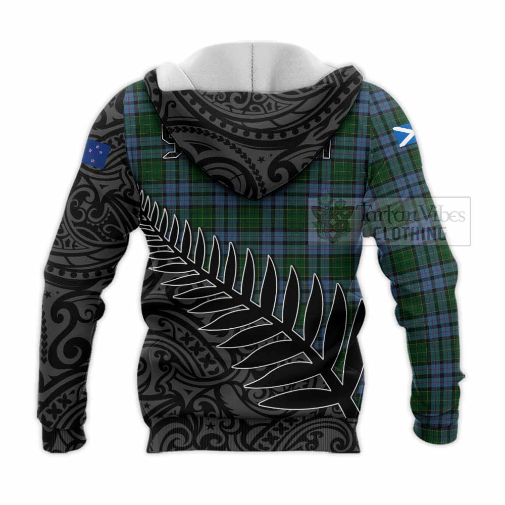 Tartan Vibes Clothing Forsyth Crest Tartan Knitted Hoodie with New Zealand Silver Fern Half Style