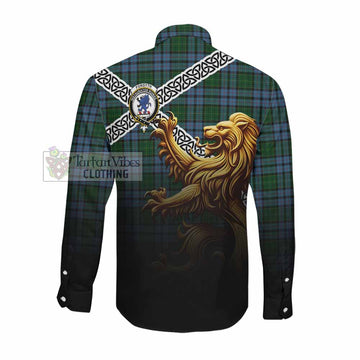 Forsyth Crest Tartan Long Sleeve Button Shirt with Golden Lion Emblem Celtic Style