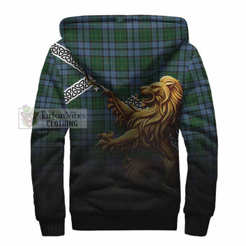 Forsyth Crest Tartan Sherpa Hoodie with Golden Lion Emblem Celtic Style