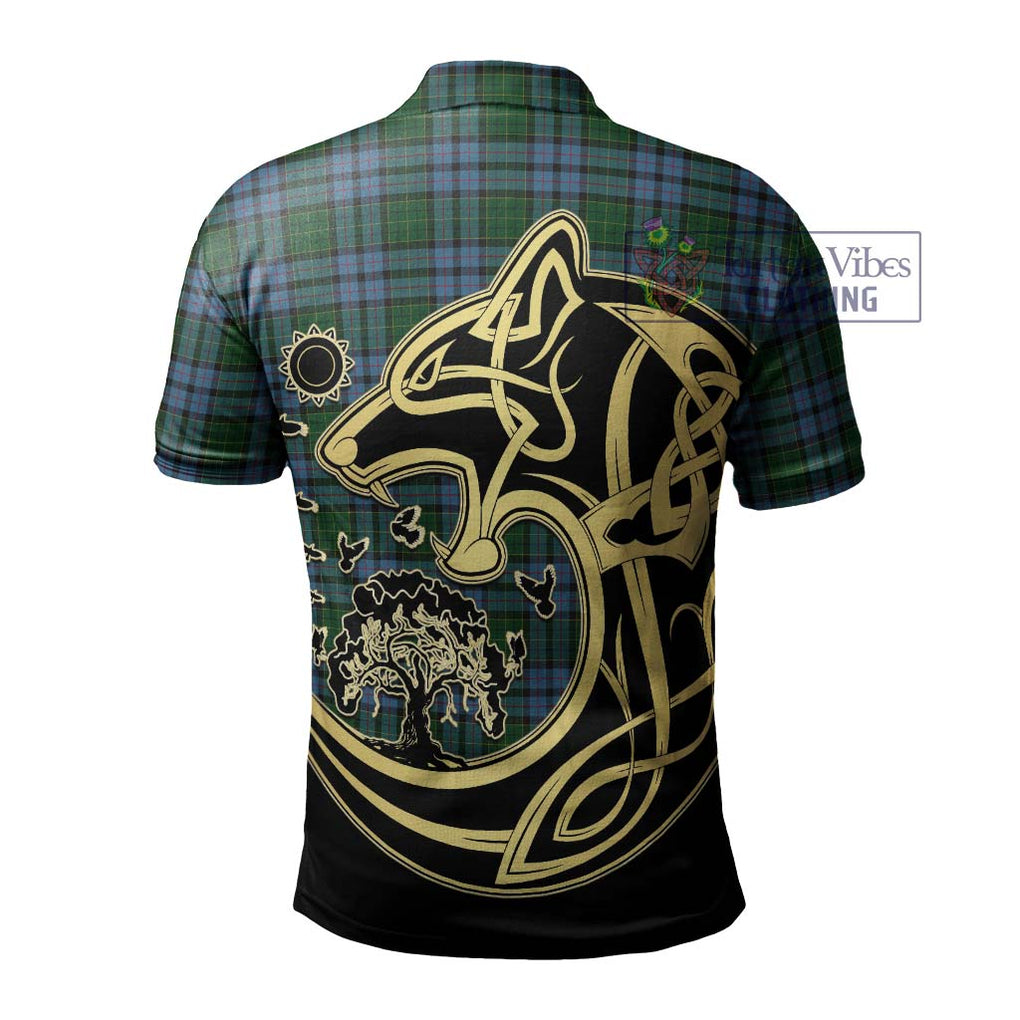 Forsyth Tartan Polo Shirt with Family Crest Celtic Wolf Style - Tartan Vibes Clothing