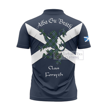 Forsyth Tartan Lion Rampant Zipper Polo Shirt Proudly Display Your Heritage with Alba Gu Brath and Clan Name - Tartan Vibes Clothing