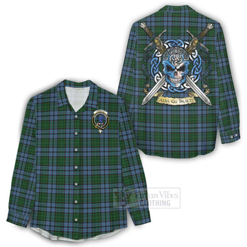 Forsyth Tartan Women's Casual Shirt with Family Crest Celtic Skull Style
