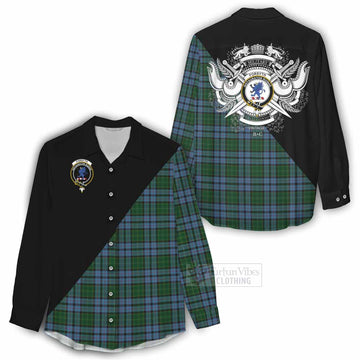 Forsyth Tartan Women's Casual Shirt with Family Crest and Military Logo Style - Tartan Vibes Clothing
