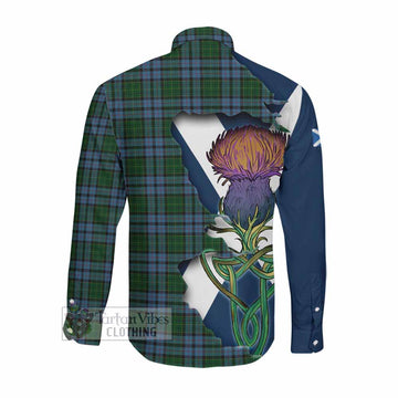 Tartan Vibes Clothing Forsyth Tartan Family Crest Long Sleeve Button Shirt Scottish Thistle Celtic Inspired