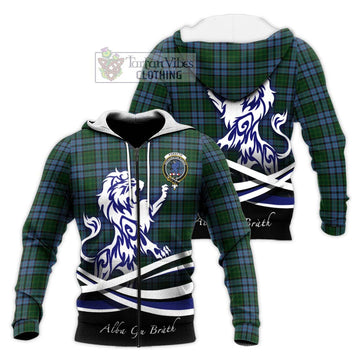 Forsyth Tartan Knitted Hoodie with Alba Gu Brath Regal Lion Emblem Unisex Knitted Zip Hoodie - Tartan Vibes Clothing