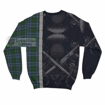 Forsyth Tartan Sweatshirt with Family Crest Cross Sword Thistle Celtic Vibes - Tartan Vibes Clothing