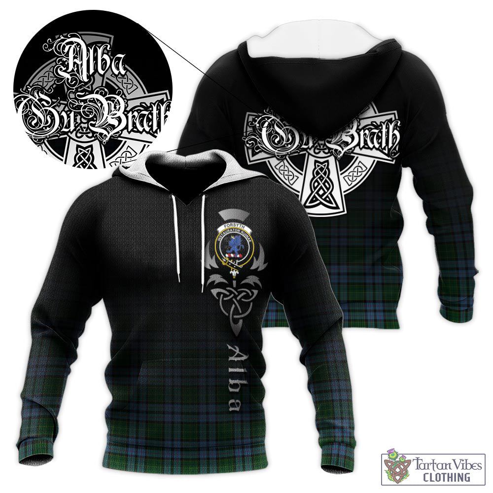 Forsyth Tartan Knitted Hoodie Featuring Alba Gu Brath Family Crest Celtic Inspired - Tartan Vibes Clothing