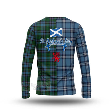 Forsyth Tartan Long Sleeve T-Shirt Happy St. Andrew's Day Half Tartan Style - Tartan Vibes Clothing