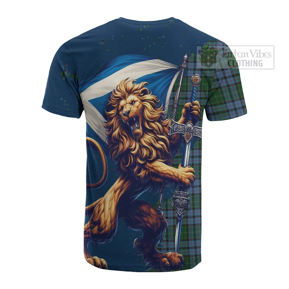 Forsyth Tartan Family Crest Cotton T-shirt with Scottish Majestic Lion - Tartan Vibes Clothing