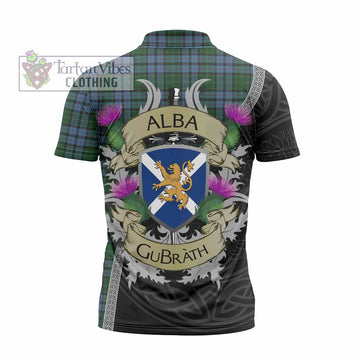 Forsyth Tartan Family Crest Zipper Polo Shirt Lion Rampant Royal Thistle Shield Celtic Inspired - Tartan Vibes Clothing
