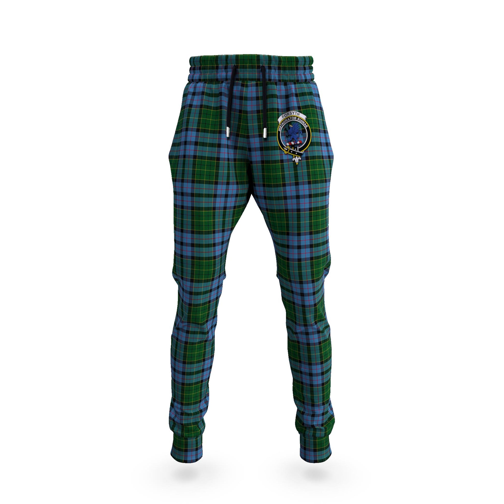 Forsyth Tartan Joggers Pants with Family Crest 5XL - Tartan Vibes Clothing