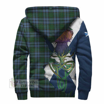 Tartan Vibes Clothing Forsyth Tartan Family Crest Sherpa Hoodie Scottish Thistle Celtic Inspired