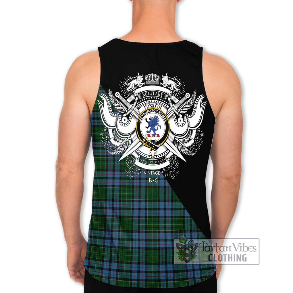 Forsyth Tartan Men's Tank Top with Family Crest and Military Logo Style - Tartan Vibes Clothing