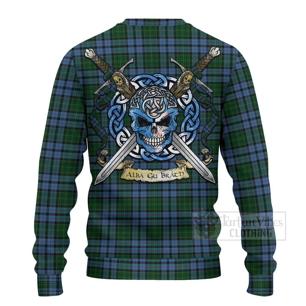Forsyth Tartan Ugly Sweater with Family Crest Celtic Skull Style - Tartan Vibes Clothing