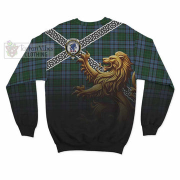 Forsyth Crest Tartan Sweatshirt with Golden Lion Emblem Celtic Style