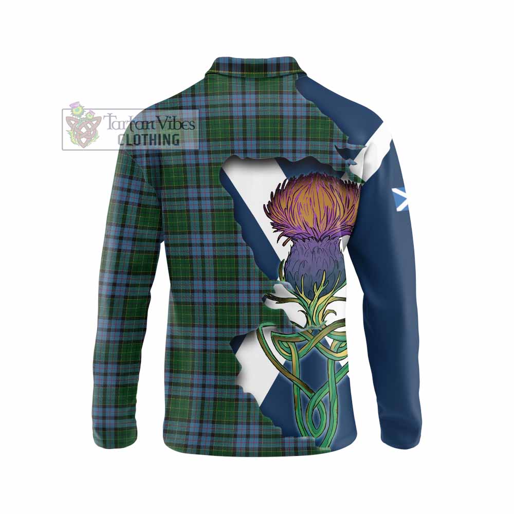 Tartan Vibes Clothing Forsyth Tartan Family Crest Long Sleeve Polo Shirt Scottish Thistle Celtic Inspired