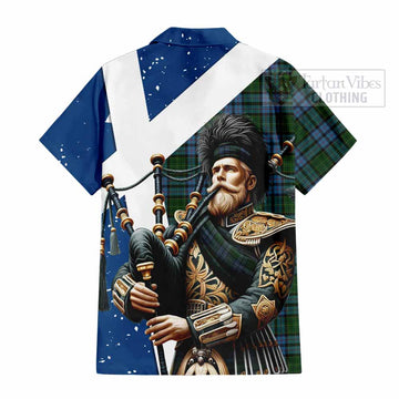 Forsyth Tartan Hawaiian Shirt with Family Crest Scottish Bagpiper Vibes - Tartan Vibes Clothing